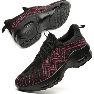 🆕Women's Black-Pink Lightweight Mesh Running Sneakers Walking Athletic Shoes